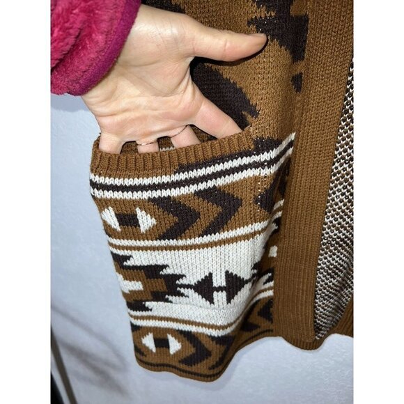 Nwt $89 Lucky Brand Aztec Pockets Sweater Cardigan Small Southwestern D1 - Picture 4 of 6